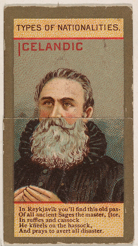 Icelandic, from Types of Nationalities (N240) issued by Kinney Bros., Issued by Kinney Brothers Tobacco Company, Commercial color lithograph 