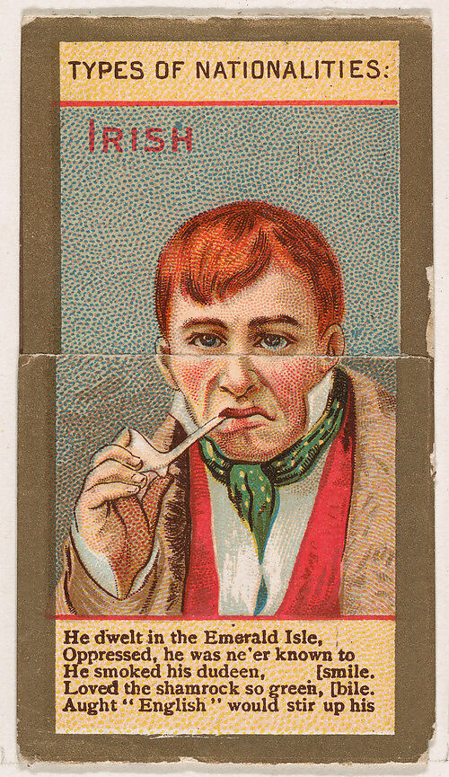 Irish, from Types of Nationalities (N240) issued by Kinney Bros., Issued by Kinney Brothers Tobacco Company, Commercial color lithograph 