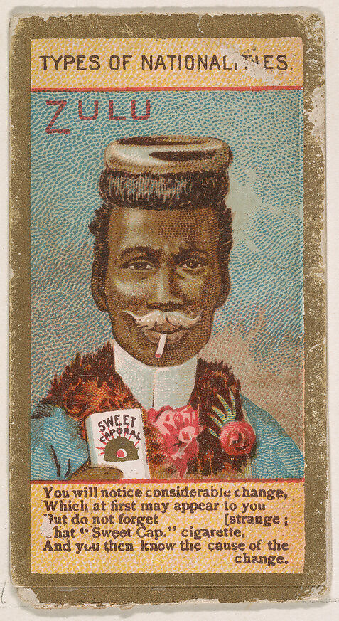 Zulu, from Types of Nationalities (N240) issued by Kinney Bros., Issued by Kinney Brothers Tobacco Company, Commercial color lithograph 