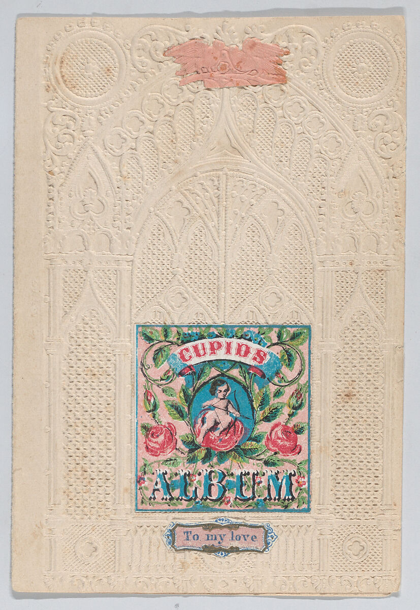 Valentine, Anonymous, Cameo-embossed  lace paper, chromolithography, colored paper 