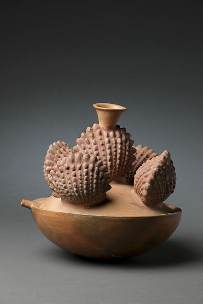 Libation Vessel with Five Representations of Spondylus Shells, Ceramic, Inca 