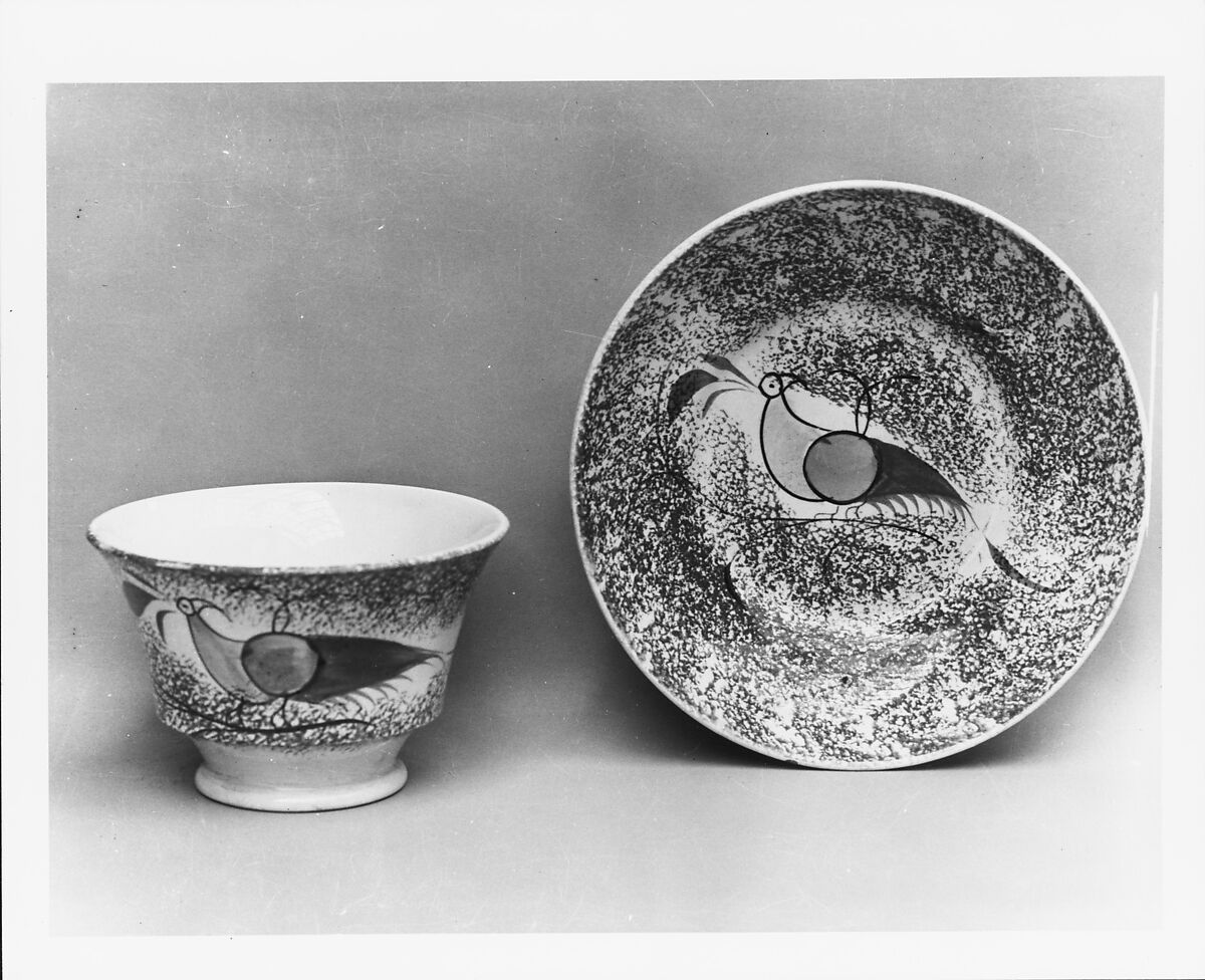 Saucer, Earthenware, spatterware, British 