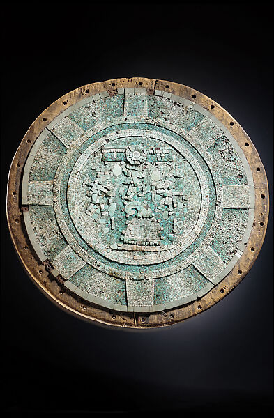 Mosaic Shield, Turquoise, wood, stone, tree resin, Mixtec (Ñudzavui) 