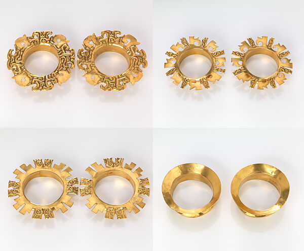 Four Sets of Earflares, Gold, Cupisnique 