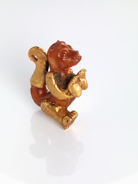 Monkey Pendant, Copal, gold, Coclé 