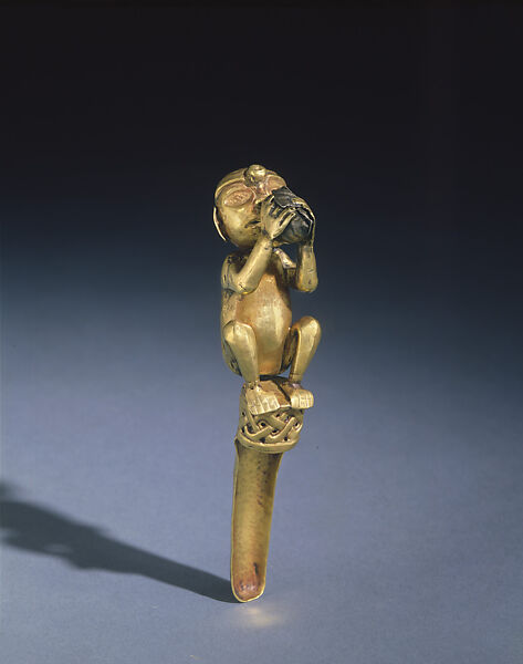 Bimetallic Effigy Spoon, Gold, silver, Chavín 