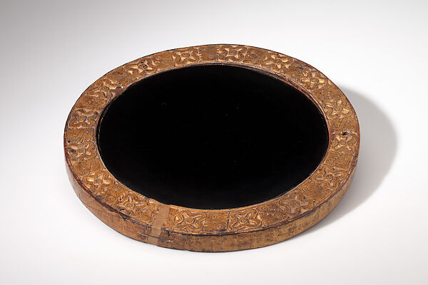 Obsidian Mirror, Obsidian, wood, gold leaf, Aztec and Spanish 