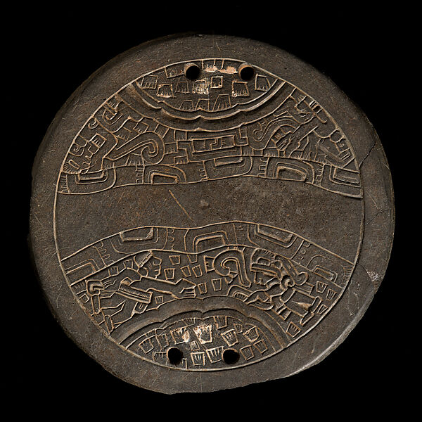 Incised Mirror Back, Slate, pyrite, Teotihuacan 