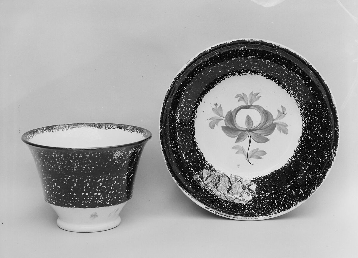 Saucer, Earthenware, spatterware, British