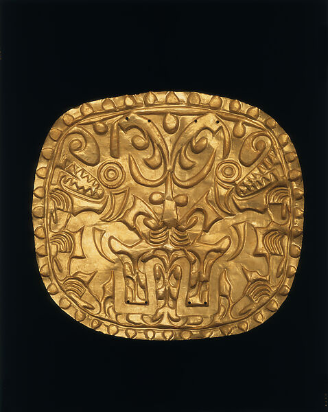 Plaque with Embossed Pattern, Gold, Coclé 