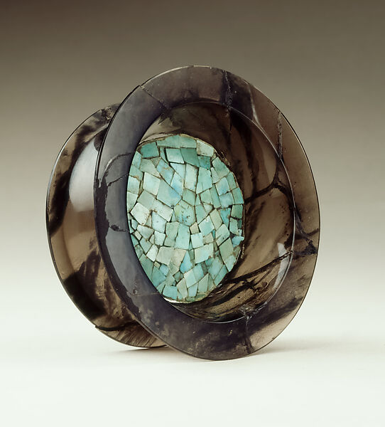 Earspool, Obsidian and turquoise, Tarascan (P’urépecha) 