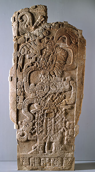 Stela with Queen Ix Mutal Ahaw, Limestone, Maya 