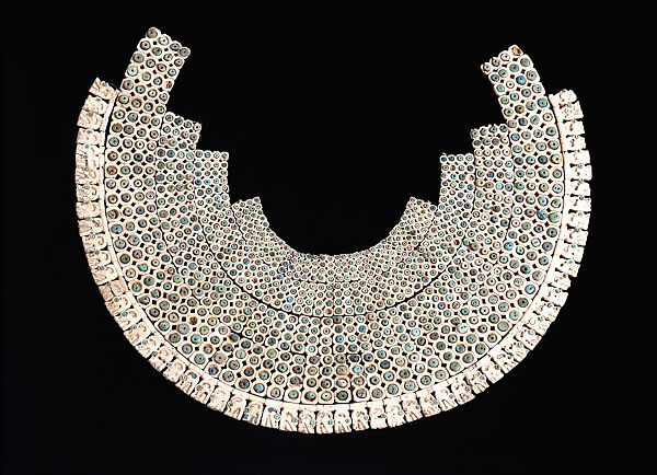 Pectoral, Shell, turquoise, Moche 