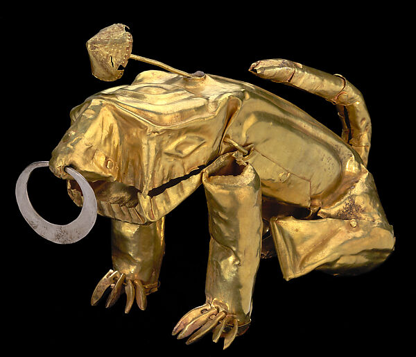 Lime Container in the Shape of a Jaguar, Gold, platinum, Calima-Yotoco 