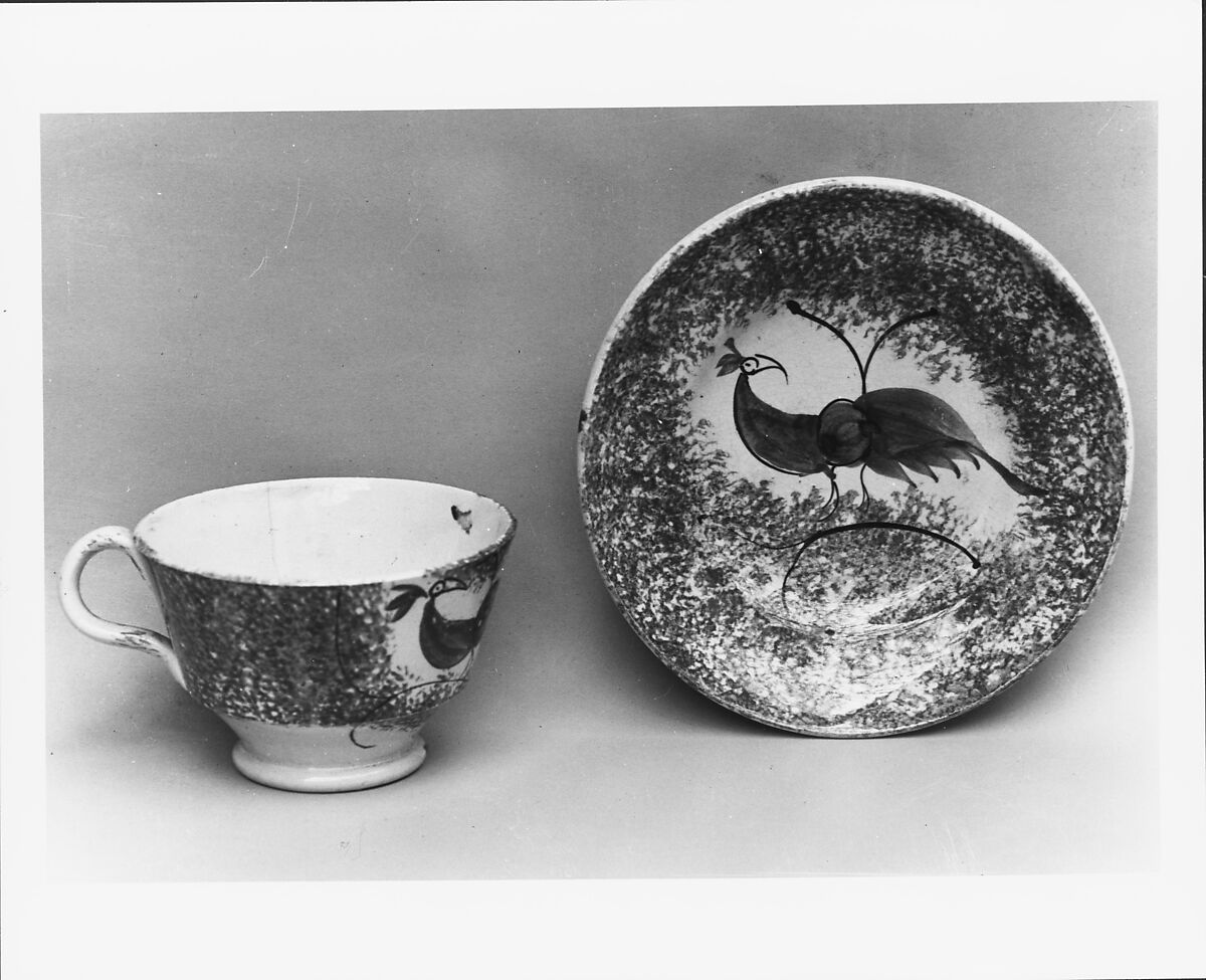 Saucer, Earthenware, spatterware, British 