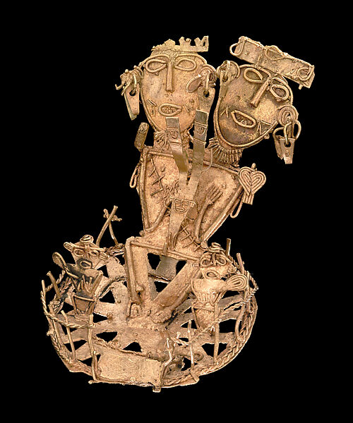 Bicephalic Figure in Enclosure, Gold, Muisca 
