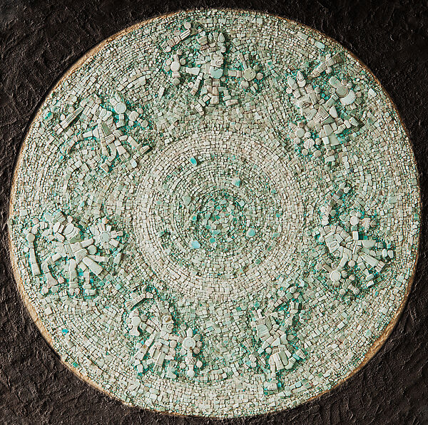 Mosaic Disk, Turquoise, wood, Mexica 