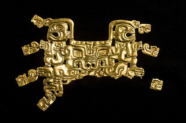 Mouth Mask with Feline Creature and Human Figures, Gold, Cupisnique/Chavín 