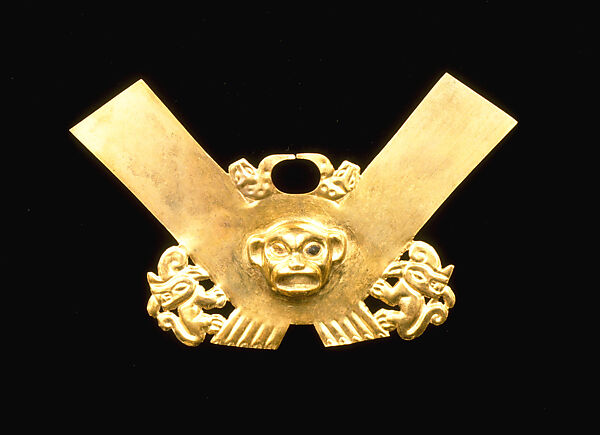 Nose Ornament, Gold, stone, Moche 