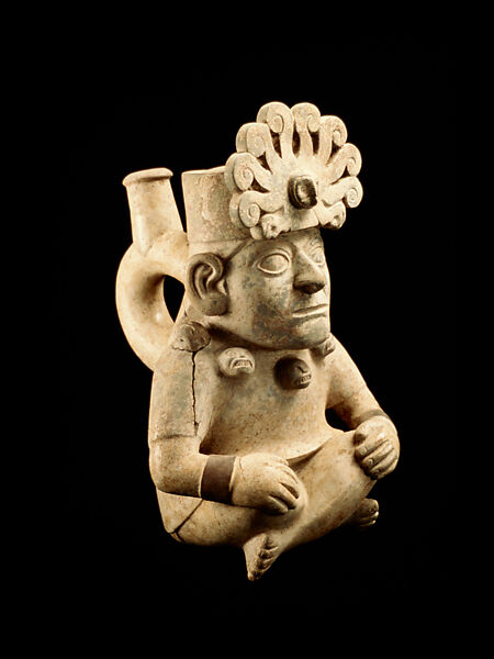 Vessel in the Shape of a Seated Figure, Ceramic, Moche 