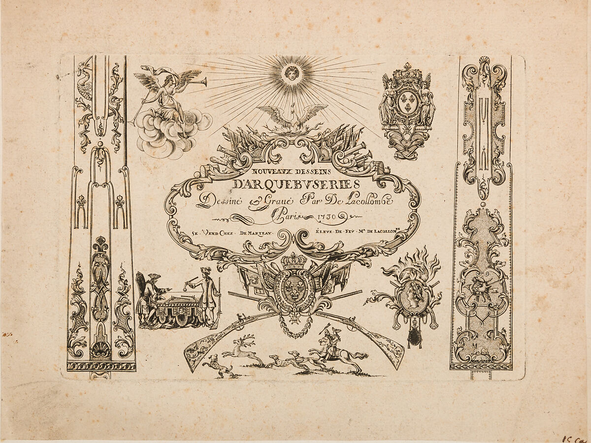 Plate One (Title Page) from Nouveavx Desseins D'Arquebvseries, De Lacollombe (French, Paris, active ca. 1702–ca. 1736), Engraving, French, Paris 