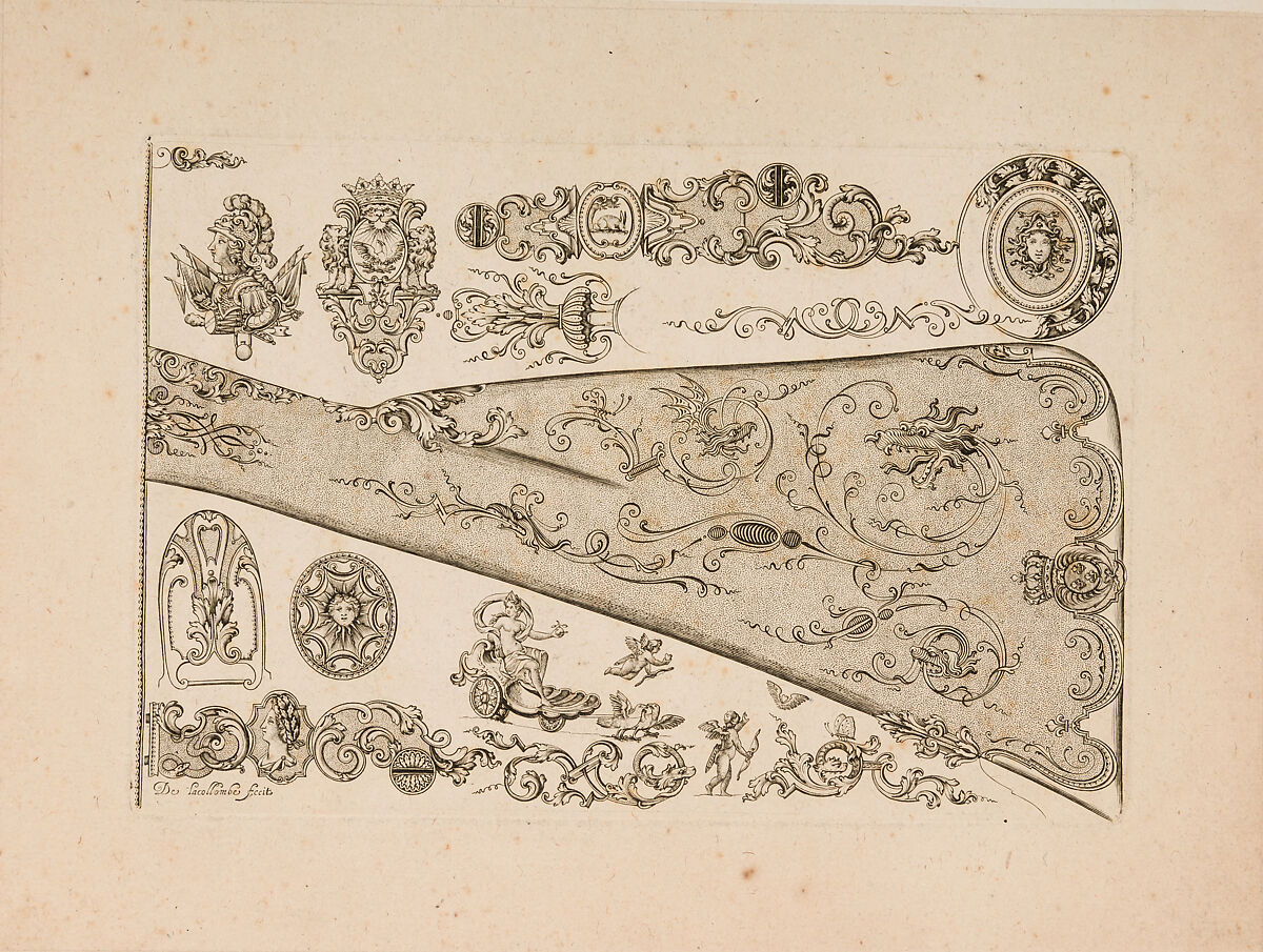 Plate Seven from Nouveavx Desseins D'Arquebvseries, De Lacollombe (French, Paris, active ca. 1702–ca. 1736), Engraving, French, Paris 