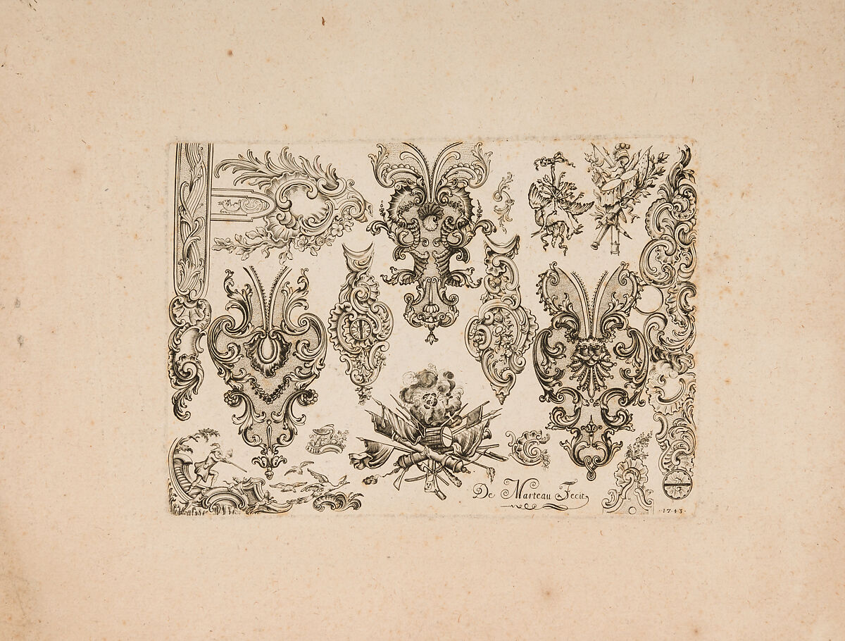 Plate Eight from Nouveavx Desseins D'Arquebvseries, Gilles Demarteau (French, Liège 1722–1776 Paris), Engraving, French, Paris 