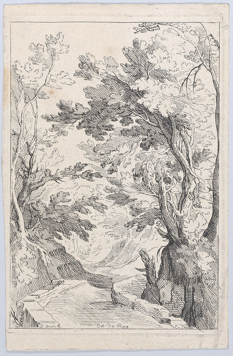 A Pathway with a Parapet in a Forest, Anne Claude Philippe de Tubières, comte de Caylus (French, Paris 1692–1765 Paris), Etching 
