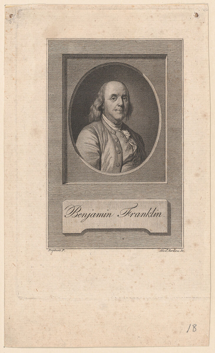 Benjamin Franklin, Pierre Alexandre Tardieu (French, Paris 1756–1844 Paris), Engraving 