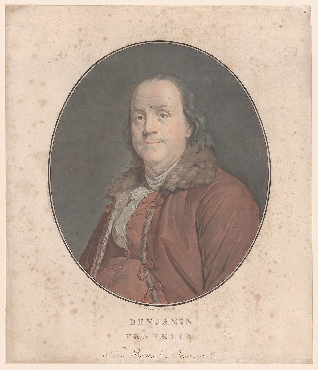 Benjamin Franklin, Jean François Janinet (French, Paris 1752–1814 Paris), Color aquatint with hand-coloring 