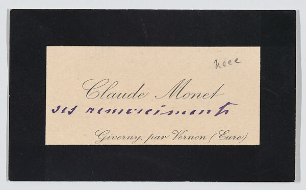 Claude Monet, calling card, Anonymous, Engraving 