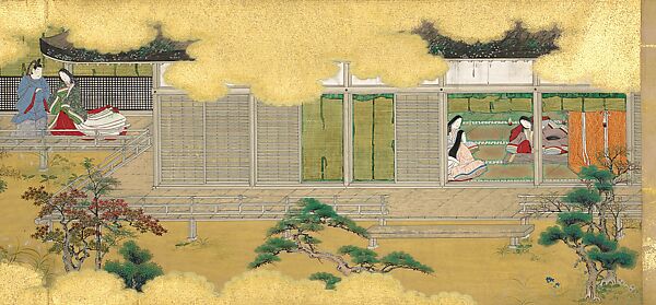 “The Safflower” (Suetsumuhana), from the Phantom Genji Scrolls (Maboroshi no Genji monogatari emaki), Scroll 2, Kyō-Kano School, Handscroll from a set of three; ink, color, and gold on paper, Japan 