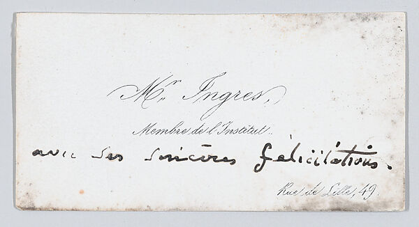 J.A.D. Ingres, calling card