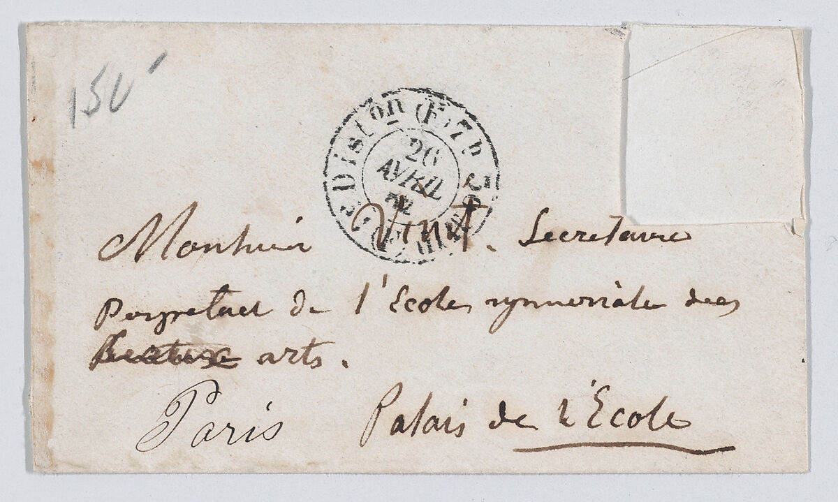 J.A.D. Ingres, calling card envelope, Anonymous, Engraving 