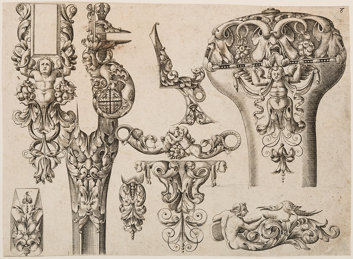 Plate Eight from Plusieurs Models des plus nouuelles manieres qui sont en usage en l'Art de Arquebuzerie, C. Jacquinet (French, Paris, active mid-17th century), Engraving, French, Paris 
