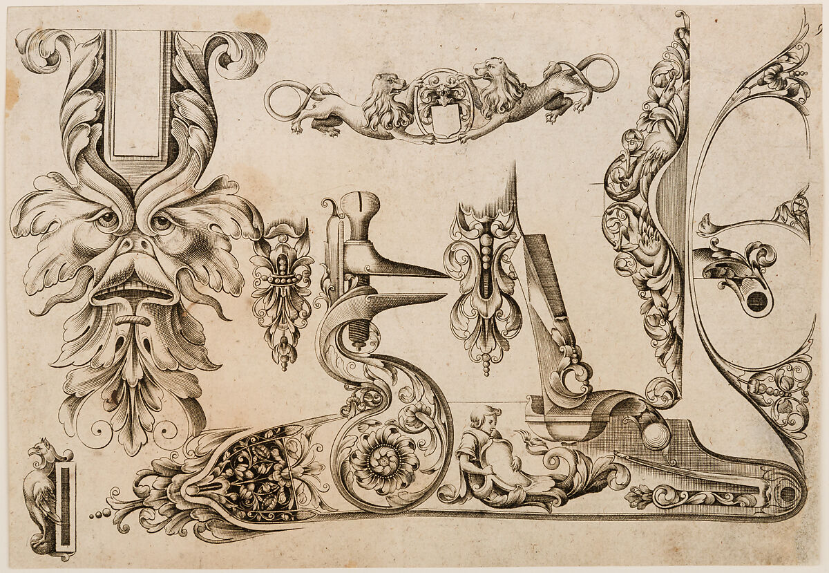 Plate Nine from Plusieurs Models des plus nouuelles manieres qui sont en usage en l'Art de Arquebuzerie, C. Jacquinet (French, Paris, active mid-17th century), Engraving, French, Paris 