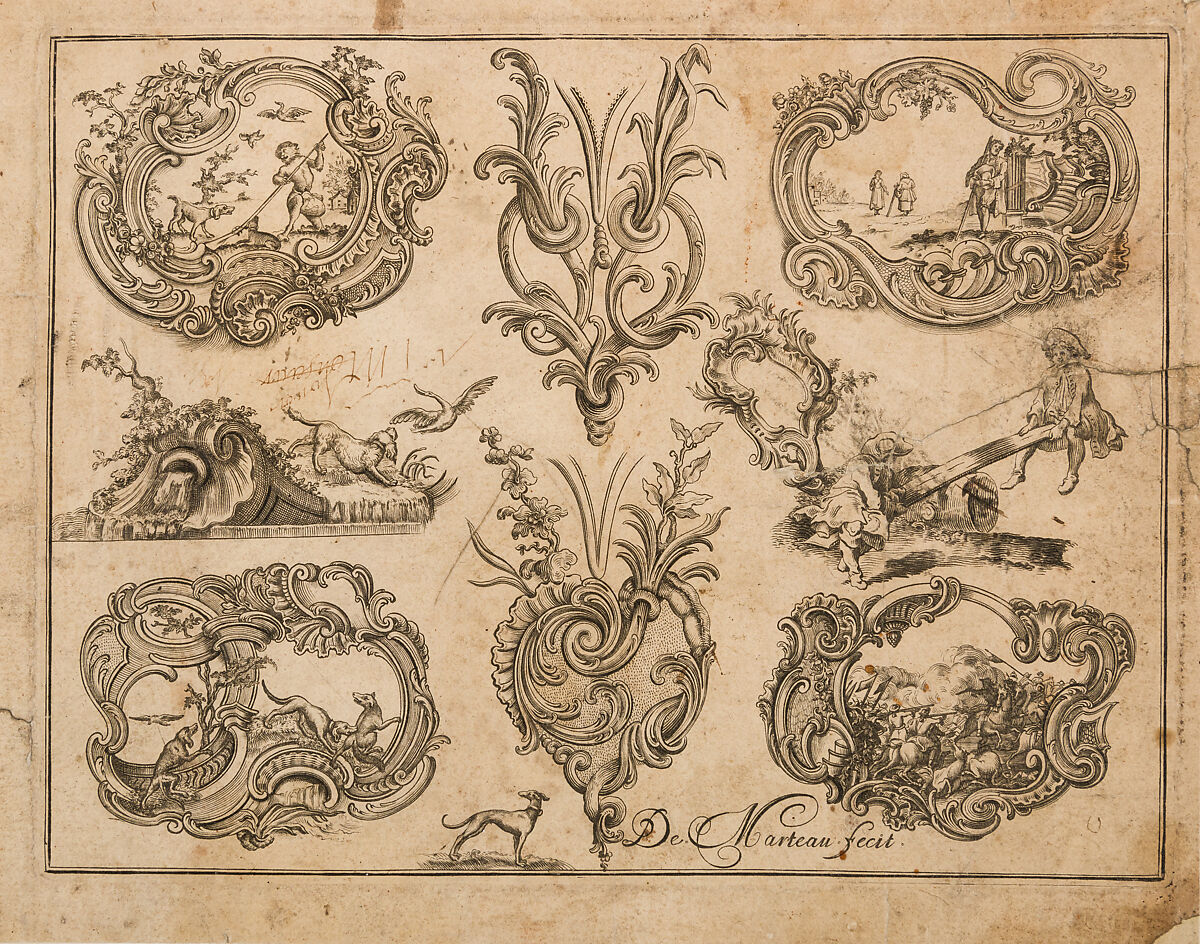 Plate Eleven from Nouveavx Desseins D'Arquebvseries, Gilles Demarteau (French, Liège 1722–1776 Paris), Engraving, French, Paris 