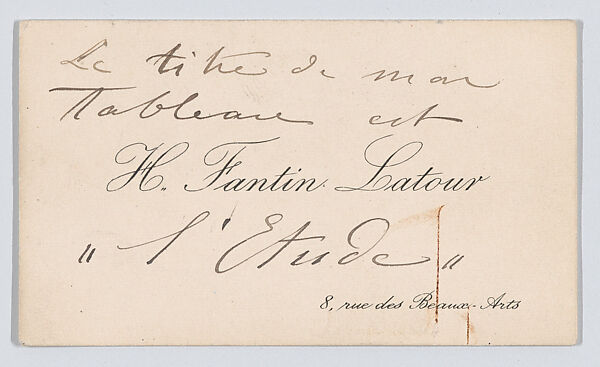 Henri Fantin-Latour, calling card, Anonymous, Engraving 