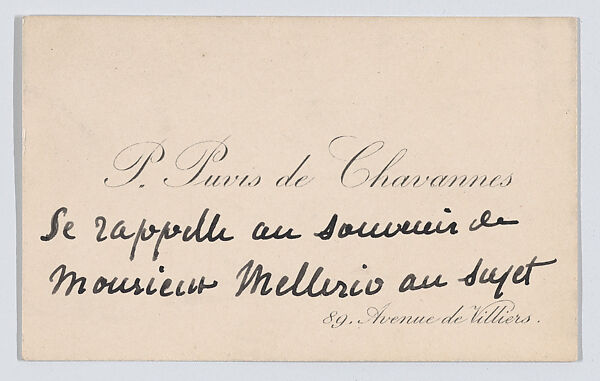 Pierre Puvis de Chavannes, calling card, Anonymous, Engraving 