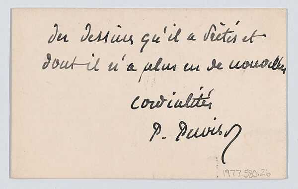 Pierre Puvis de Chavannes, calling card, Anonymous, Engraving