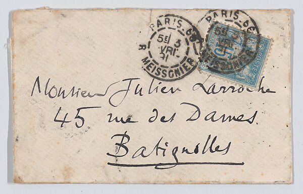 Henri de Toulouse-Lautrec, calling card envelope
