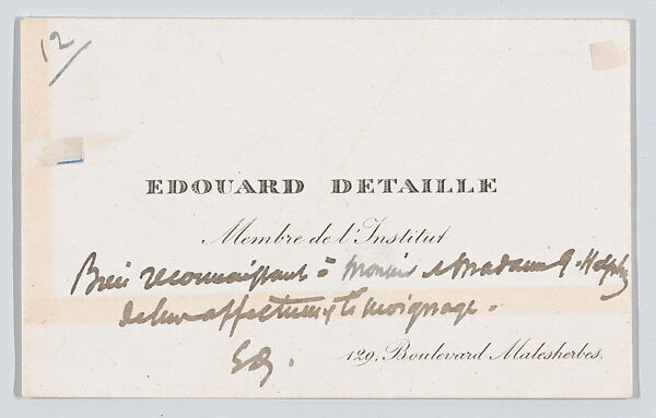 Édouard Detaille, calling card, Anonymous, Engraving 
