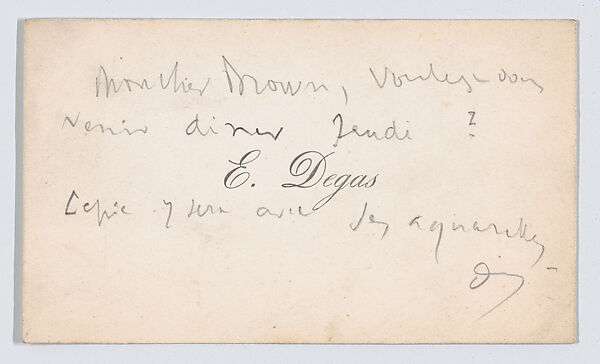 Edgar Degas, calling card, Anonymous, Letterpress 