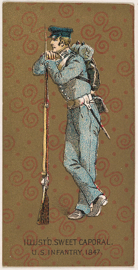 Infantry, United States Army, 1847, from the Military Series (N224) issued by Kinney Tobacco Company to promote Sweet Caporal Cigarettes, Issued by Kinney Brothers Tobacco Company, Commercial color lithograph 