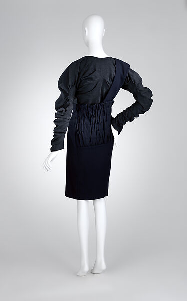 Ensemble, John Galliano (founded 1984), (a) wool, silk, synthetic; (b) wool, mother-of-pearl, British