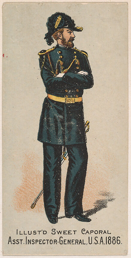 Assistant Inspector-General, United States Army, 1886, from the Military Series (N224) issued by Kinney Tobacco Company to promote Sweet Caporal Cigarettes, Issued by Kinney Brothers Tobacco Company, Commercial color lithograph 