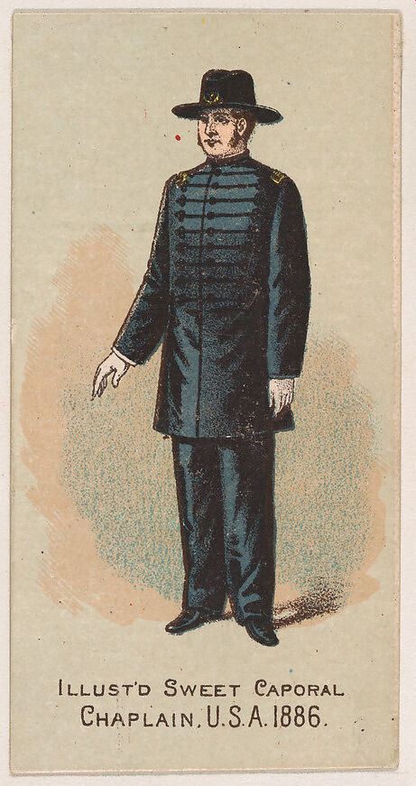 Chaplain, United States Army, 1886, from the Military Series (N224) issued by Kinney Tobacco Company to promote Sweet Caporal Cigarettes, Issued by Kinney Brothers Tobacco Company, Commercial color lithograph 