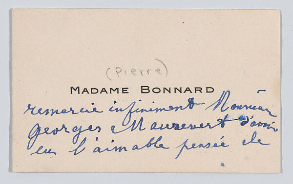 Madame Bonnard, calling card, Anonymous, Engraving 