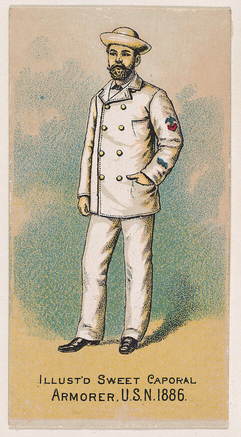 Armorer, United States Navy, 1886, from the Military Series (N224) issued by Kinney Tobacco Company to promote Sweet Caporal Cigarettes, Issued by Kinney Brothers Tobacco Company, Commercial color lithograph 