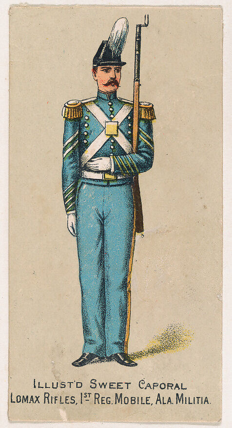 Lomax Rifles, 1st Regiment, Mobile, Alabama Militia, from the Military Series (N224) issued by Kinney Tobacco Company to promote Sweet Caporal Cigarettes, Issued by Kinney Brothers Tobacco Company, Commercial color lithograph 